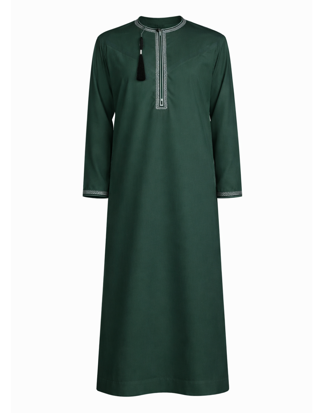 Men’s Emerald Green Embroidered Thobe with Tassel