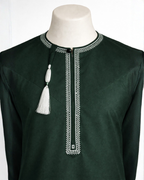 Kid’s Emerald Green Embroidered Thobe with Tassel