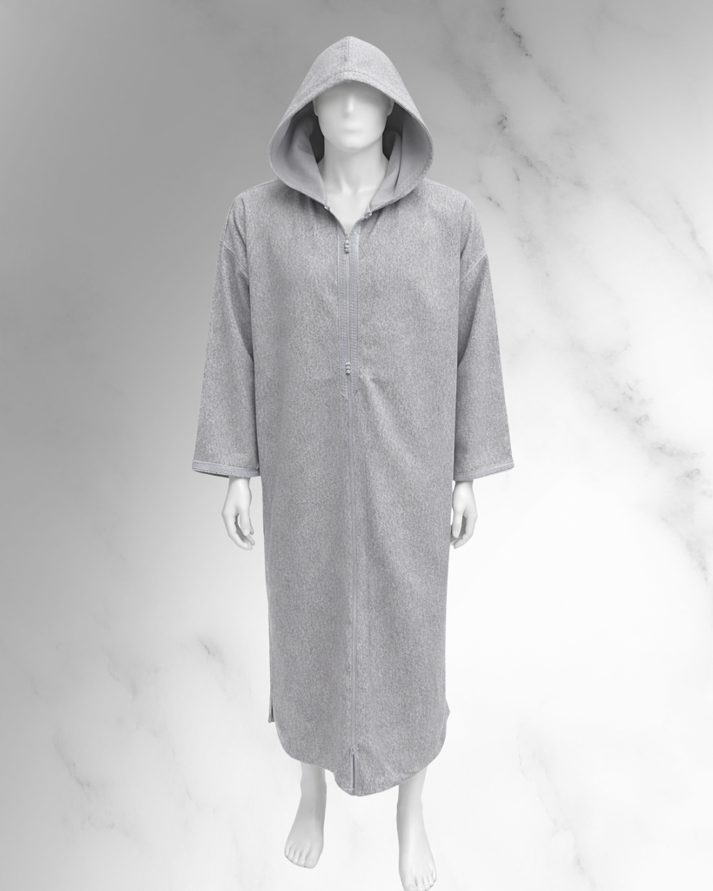 Premium Winter Moroccan Hooded Thobe Djellaba – Dark Grey