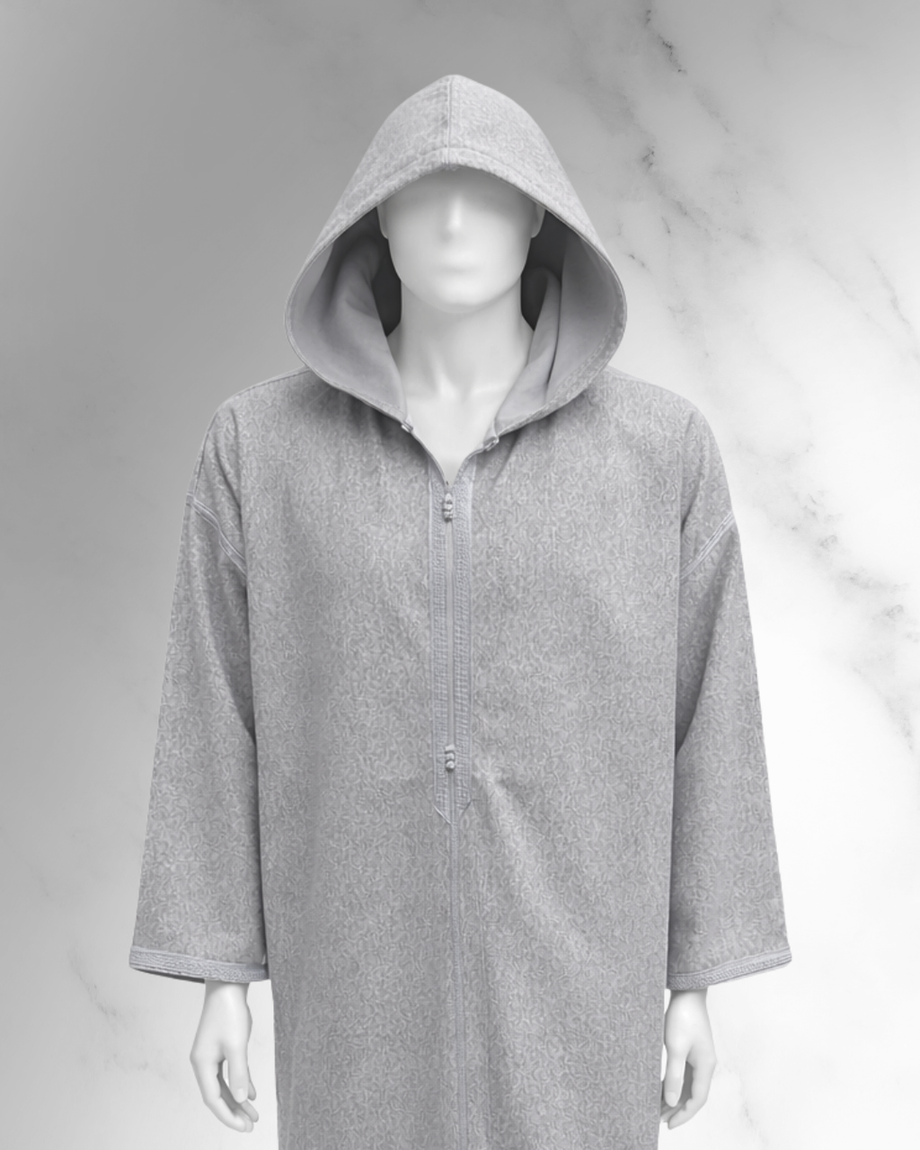 Premium Winter Moroccan Hooded Thobe Djellaba – Dark Grey