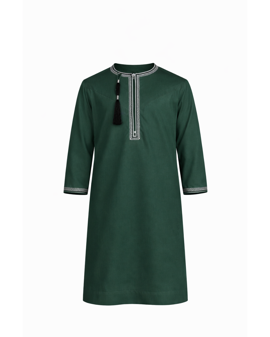 Kid’s Emerald Green Embroidered Thobe with Tassel