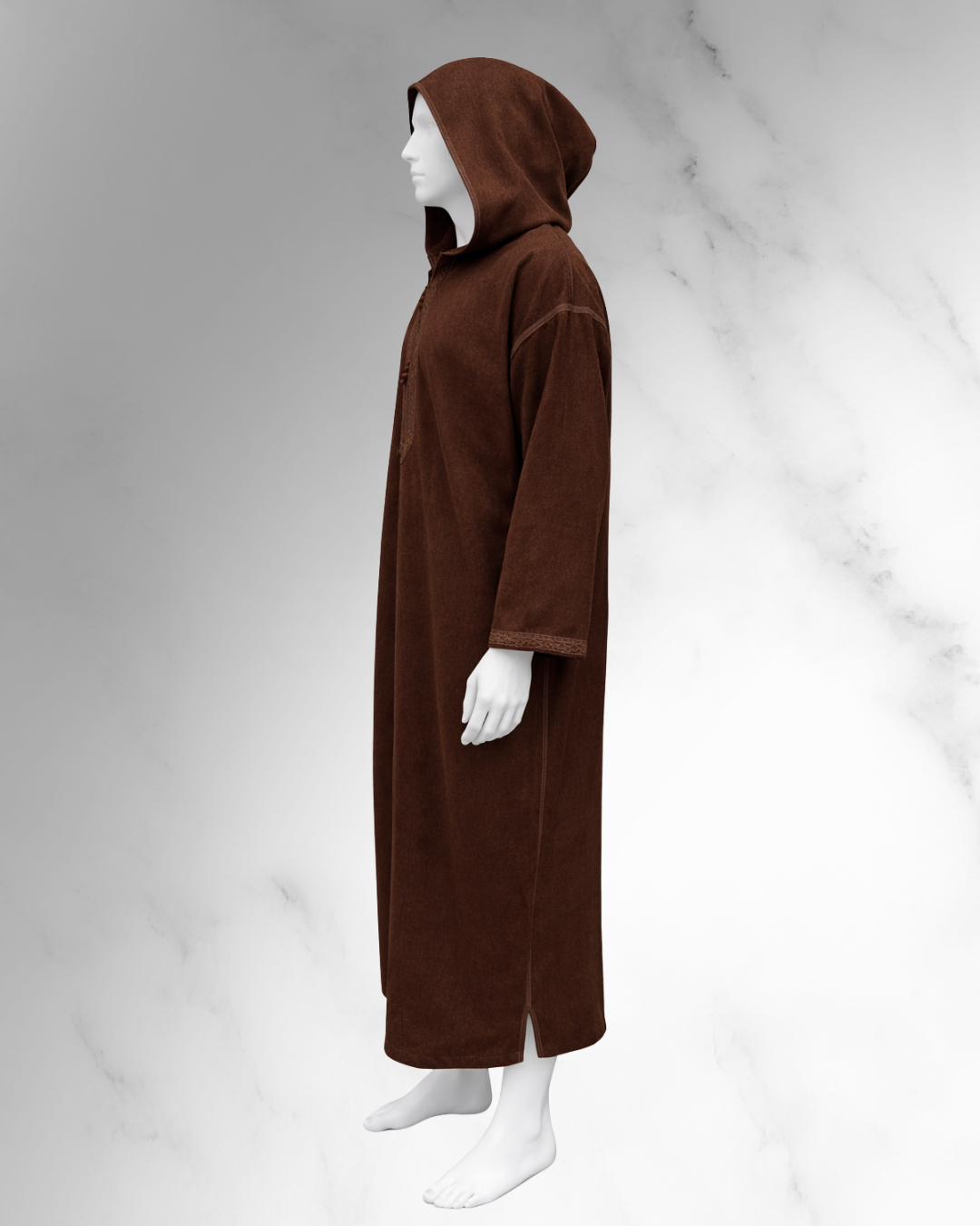 Premium Winter Moroccan Hooded Thobe Djellaba  – Dark Brown