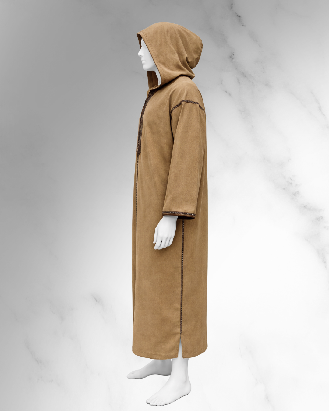 Premium Winter Moroccan Hooded Thobe Djellaba – Beige