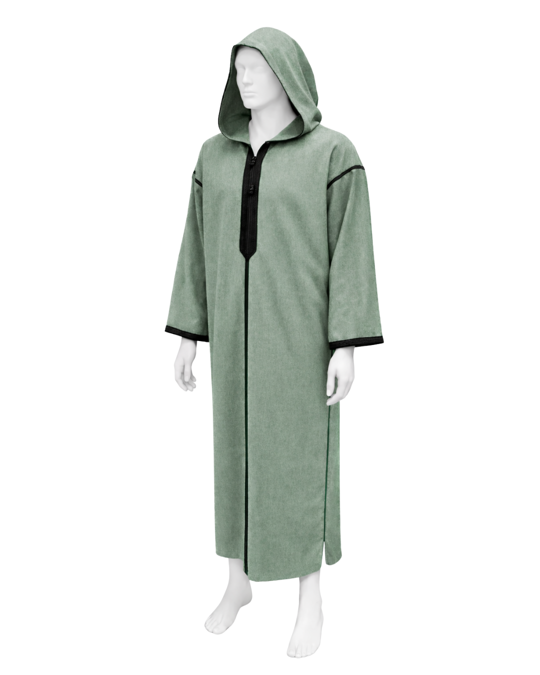Premium Winter Moroccan Hooded Thobe Djellaba – Light Green