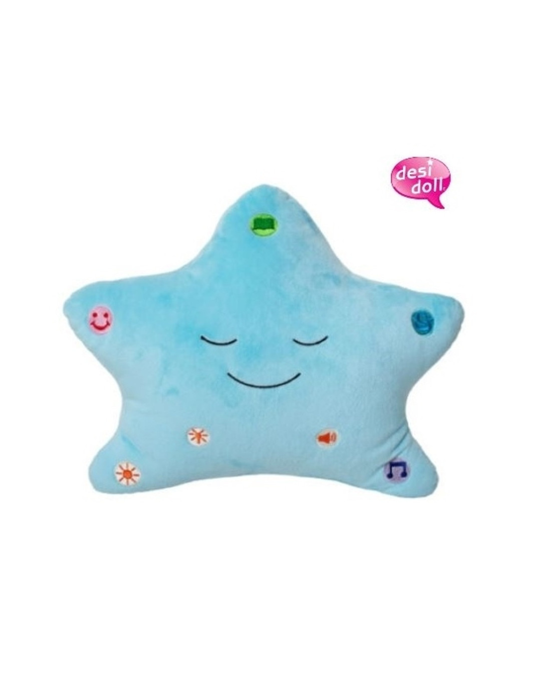 My Dua Pillow Desi Doll with Light and Sound Interactive Islamic Dua Sound Star-Shaped Plush Pillow Blue Color Musical Lullaby Feature