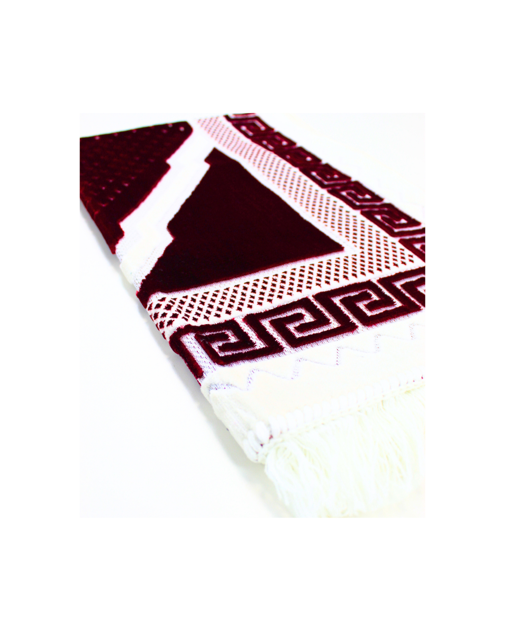 Luxury Islamic Prayer Mat - Burgundy Red & White