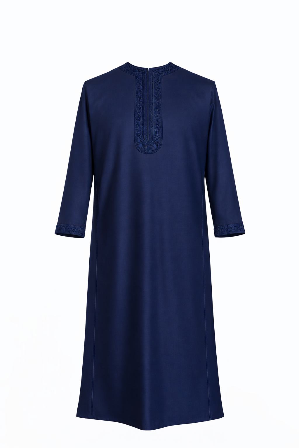 Premium Casual Moroccan Embroidered Thobe - Navy