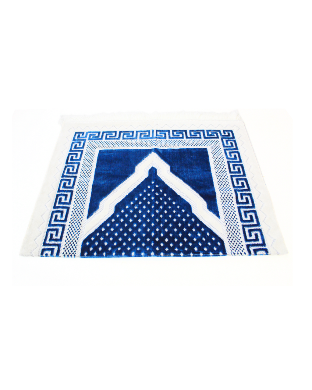 Luxury Islamic Prayer Mat - White and Ocean Blue