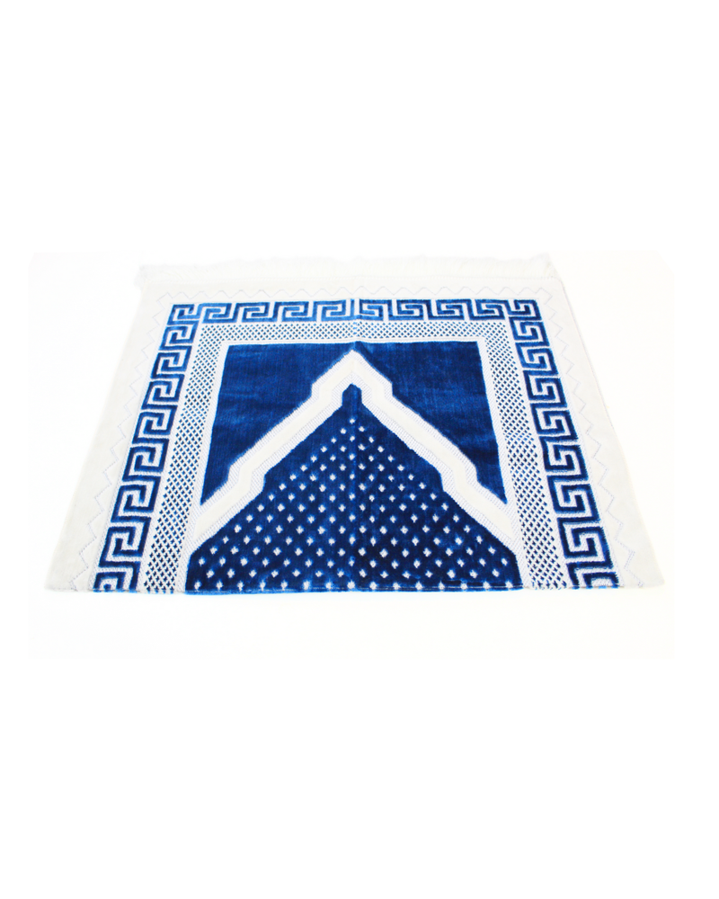 Luxury Islamic Prayer Mat - White and Ocean Blue