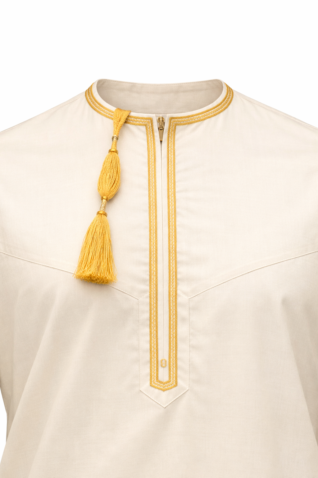 Premium Omani Thobe With Tassel Embroidery - Cream