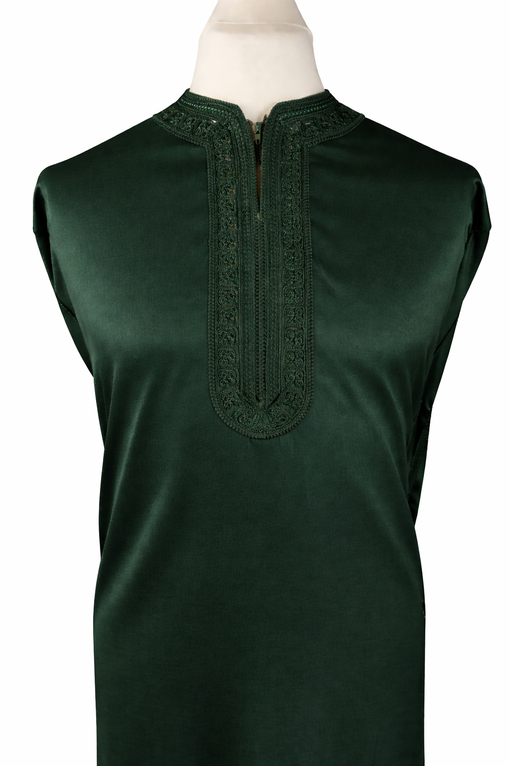 Premium Casual Moroccan Embroidered Thobe - Royal Green
