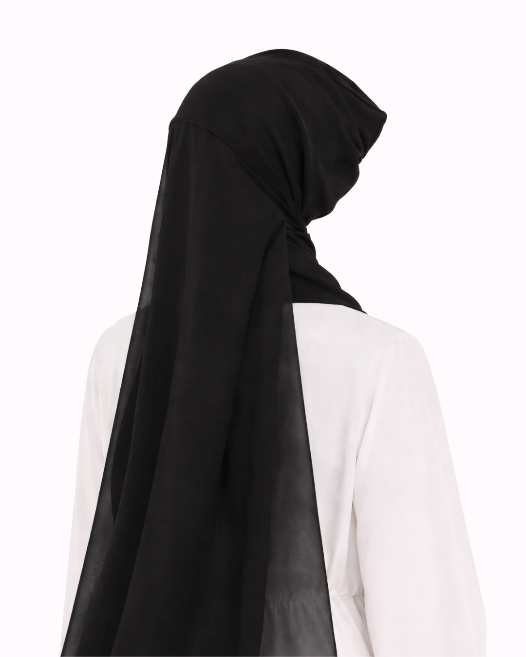 Black Chiffon Instant Hijab with Tube Lightweight Modest Everyday Outwear Scarf