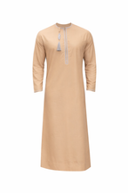 Premium Omani Thobe With Tassel Embroidery - Beige