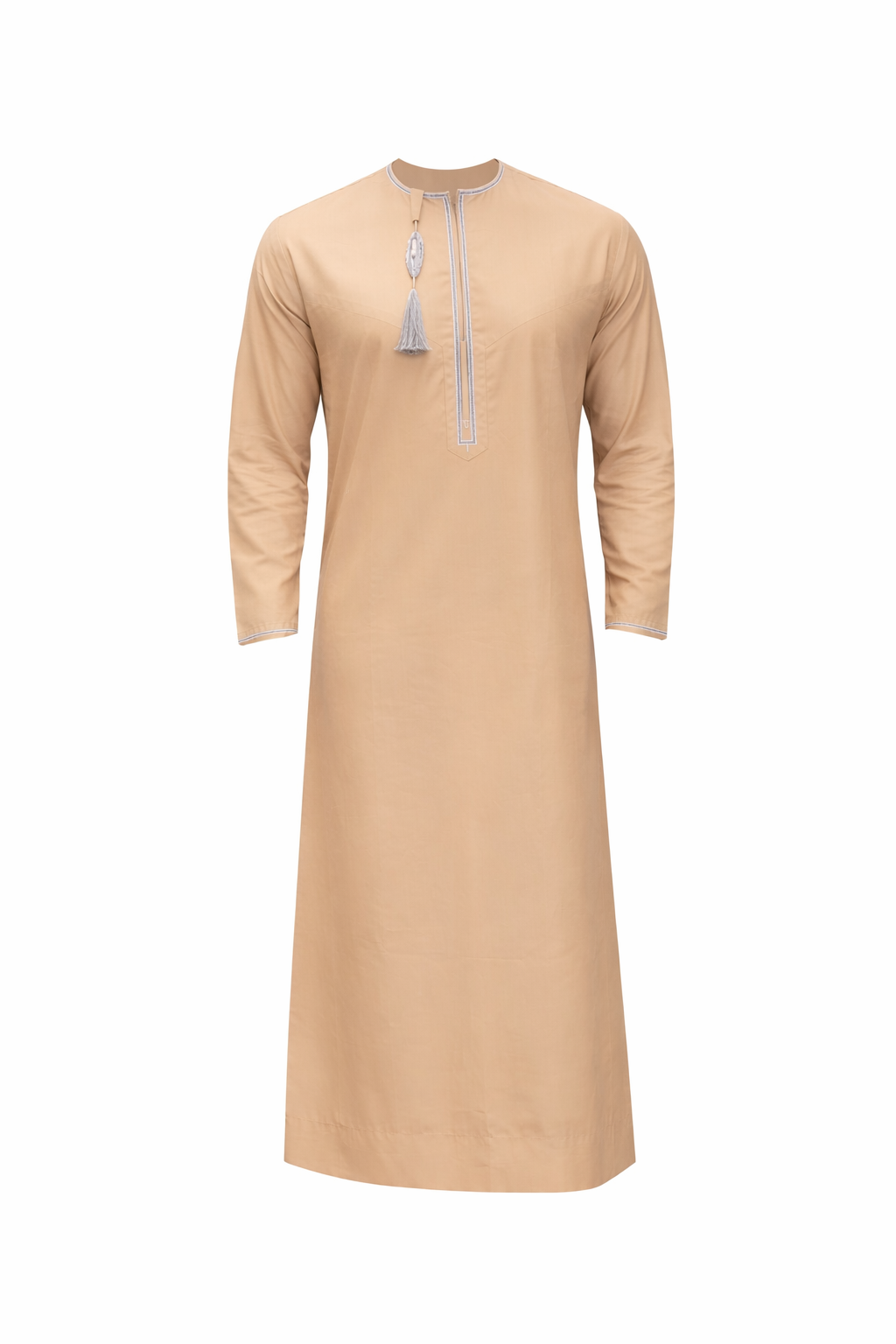 Premium Omani Thobe With Tassel Embroidery - Beige
