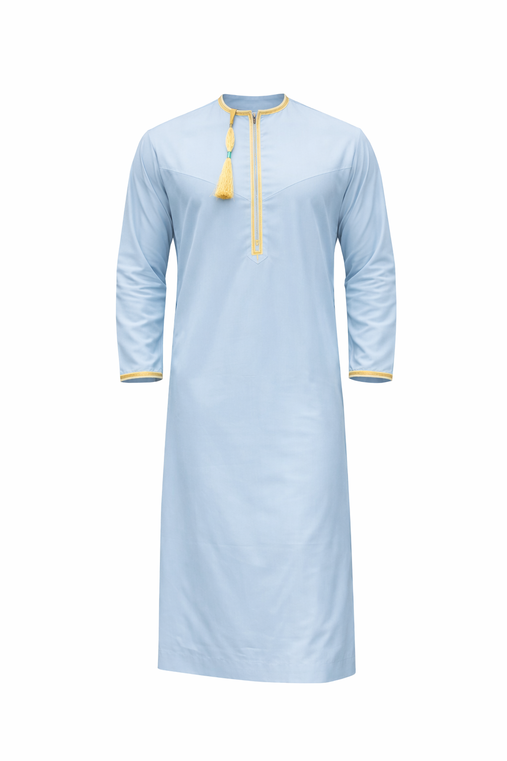 Premium Omani Thobe With Tassel Embroidery - Light Blue