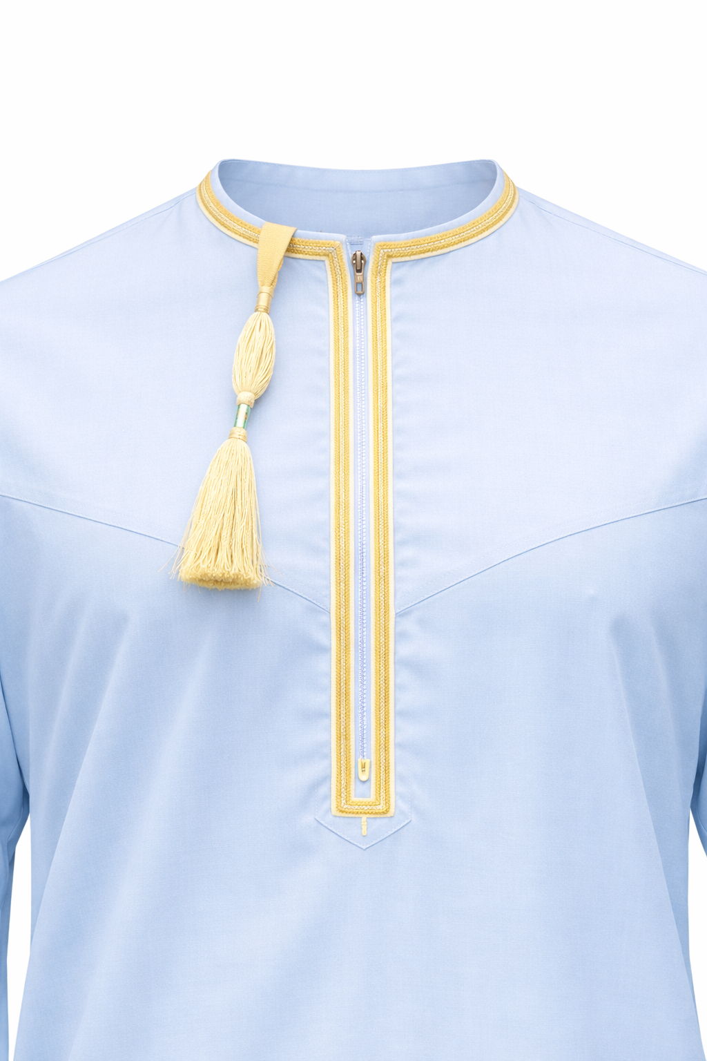 Premium Omani Thobe With Tassel Embroidery - Light Blue