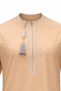 Premium Omani Thobe With Tassel Embroidery - Beige